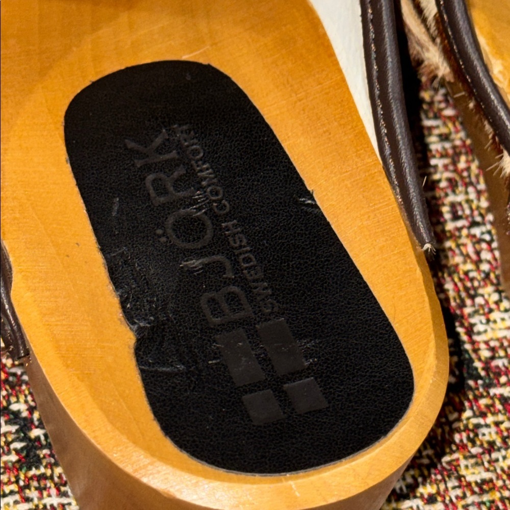 BJORK SWEDISH COMFORT Safari Wood Open Back Giraffe Clogs Shoes Size EU 37 - Picture 8 of 17